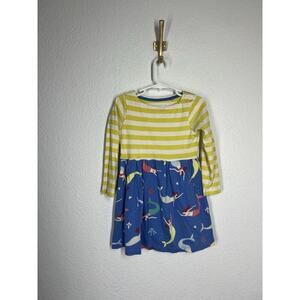Mini Boden Little Girl Mermaid Print Striped Dress Size 3-4